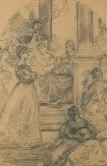 Aleksander Gierymski, STUDIUM KOMPOZYCJI OBRAZU SJESTA WŁOSKA, ok.1878, ołówek, karton brunatny