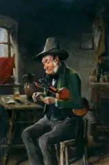 Herman (Armin) Kern, CZY WYSTARCZY MI PIENIĘDZY? STARY SKRZYPEK, 1904, olej, deska