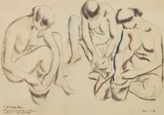 Leopold Gottlieb, TRZY GRACJE, 1928, piórko, atrament, olej, gwasz, papier