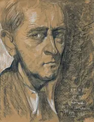Stanisław Ignacy Witkiewicz, AUTOPORTRET, 15 XII 1938, pastel, papier żeberkowy