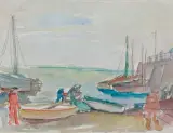 Henri Epstein, PORT, akwarela, ołówek, papier żeberkowy