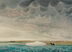SASKATCHEWAN by Rafał Malczewski, 1947, akwarela, ołówek, papier, sold Oct 2019