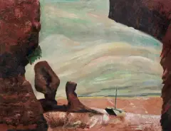 HOPEWELL ROCKS by Rafał Malczewski, 1944, olej, dykta, sold Oct 2019