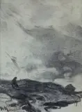Roman Kochanowski, PEJZAŻ, węgiel, papier