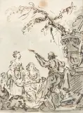 Jean-Baptiste Le Prince, Koncert w ogrodzie, piórko, tusz lawowany, papier żeberkowy