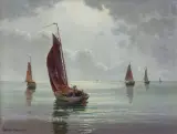 Na morzu by Ernst Hugo Lorenz-Murowana, olej, płótno, sold Sep 2019