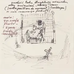 Tadeusz Kantor, SZKIC KONCEPCJI TEATRALNYCH, lata 80. XX w., flamastry, papier