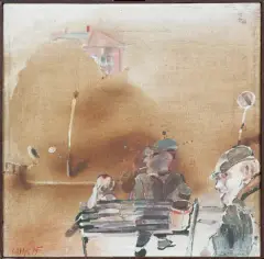 Paweł Lasik, ŁAWECZKA, 1975, akryl, płótno