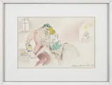 Maja (Maria) Berezowska, ROMANTYCZNA PARA, 1957, tusz pióro, akwarela, papier kremowy