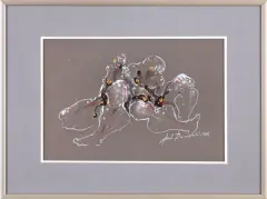 Andrzej Domżalski, PIKNIK W DESZCZU, 2014, akryl, pastel, papier