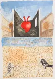 SERCE by Jan Lebensztejn, litografia barwna, karton, sold Jun 2019