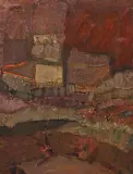 Aleksander Kobzdej, KOMPOZYCJA ABSTRAKCYJNA, ok. 1960, olej, płótno
