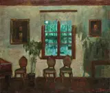 WNĘTRZE W KSIĘŻYCOWEJ POŚWIACIE by Stanisław Żukowski, 1932, olej, płótno, offered Jun 2019