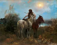 Alfred Wierusz-Kowalski, W OCZEKIWANIU, ok. 1900, olej, płótno