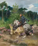 UŁAN Z LUZAKIEM by Wojciech Kossak, 1927, olej, płótno naklejone na tekturę, sold Jun 2019