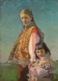 Iwan Trusz, HUCUŁKI, lata 20. XX w., olej, tektura