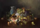 Anton Raufer-Redtwitz, MARTWA NATURA Z OWOCAMI, olej, płótno