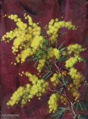 GAŁĄZKA MIMOZY by Stanisław Ejsmond, przed 1935, olej, płótno naklejone na tekturę, sold Jun 2019