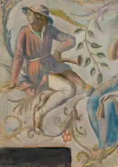 Wacław Borowski, MŁODZIENIEC WŁOSKI. PROJEKT POLICHROMII, ok.1930, technika mieszana: olej, gwasz, papier, tektura