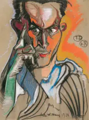 Stanisław Ignacy Witkiewicz, AUTOPORTRET, 1918, pastel, węgiel, papier żeberkowany z filigranem,