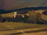 Michalina Krzyżanowska, WIDOK WSI FRYDMAN NA SPISZU, 1923, olej, płótno
