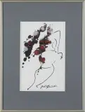 Fascynacja, z cyklu Para by Andrzej Domżalski, 2014, tusz pióro, akryl, papier jasnoszary, sold May 2019