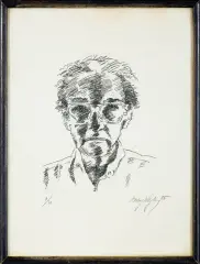 Andrzej Wajda, AUTOPORTRET, 1985, akwaforta, papier kremowy