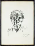 Andrzej Wajda, AUTOPORTRET, 1985, akwaforta, papier kremowy