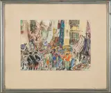 Jan Jerzy Wroniecki, ULICA W NEAPOLU, 1937, tusz pióro, akwarela, papier
