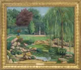 Natan Grunsweigh, W ogrodzie, 1930, olej, płyta pilśniowa