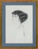 Portret niebieskookiej damy by Stanisław Bohusz-Siestrzeńcewicz, 1912, ołówek, kredka, papier naklejony na karton, offered Apr 2019