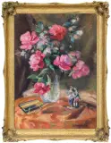 Szczepan Skorupka, Martwa natura z kwiatami w wazonie, 1946, olej, tektura