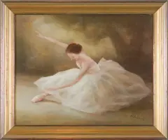 Balerina by Miloslava Vrbova-Štefková, olej, płyta pilśniowa, sold Apr 2019