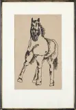Eugeniusz Markowski, KOŃ, 1977, serigrafia, papier pakowy szary