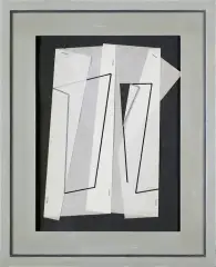 Maciej Szańkowski, Collage, 1994, collage: kalka techniczna, tusz pióro, zszywki
