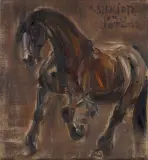 Kazimierz Szemioth, Koń, 1973, olej, płótno