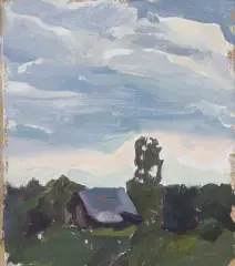 Kacper Woźny, Zmierzch w Mielniku, 2016, olej, tektura