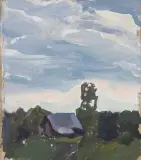 Kacper Woźny, Zmierzch w Mielniku, 2016, olej, tektura