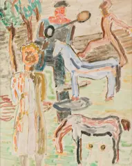 Maria Jarema, SCENA FIGURALNA, ok. 1942-43, akwarela, gwasz, papier
