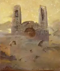 OK by Zdzisław Beksiński, 1989, olej, płyta pilśniowa, sold Mar 2019