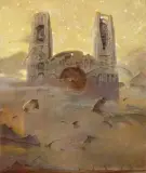 OK by Zdzisław Beksiński, 1989, olej, płyta pilśniowa, sold Mar 2019