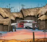 KOSMICZNA ZAGRODA by Jacek Yerka, 1992, akryl, płótno, sold Mar 2019
