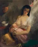 Aimé van Belleghem, MACIERZYŃSTWO, ok. 1945-1950, olej, płótno