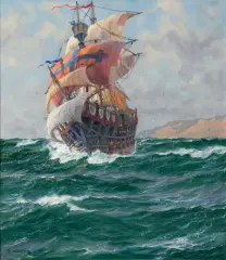Patrick Kalckreuth, Pod pełnymi żaglami, ok. 1930, olej, płótno