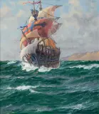 Patrick Kalckreuth, Pod pełnymi żaglami, ok. 1930, olej, płótno