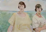 Jacek Malczewski, PORTRET ANNY SOCZYŃSKIEJ Z SIOSTRĄ AURELIĄ, 1924, olej, tektura nabita na krosno