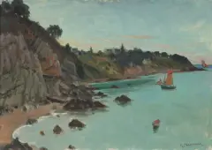 Abraham Neuman, SKALISTE WYBRZEŻE BRETANII, ok. 1920, olej, płótno