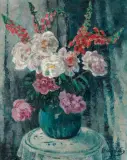 Stefania Ordyńska-Morawska, KWIATY W WAZONIE, ok. 1930, olej, płótno