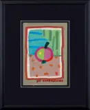 BEZ TYTUŁU (KOMPOZYCJA Z JABŁKIEM) by Jan Mlodozeniec, gwasz, papier, offered Jan 2019