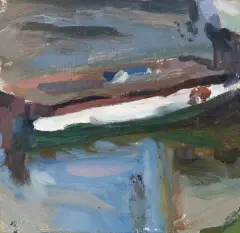 Kacper Woźny, ŁÓDŹ NA WIŚLE, 2016, olej, tektura